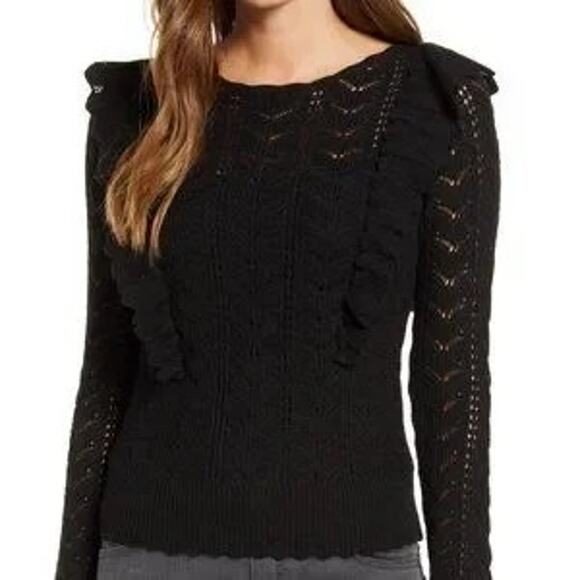 Rachel Parcell Pointelle Ruffle Sweater - Picture 1 of 8